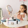 Kozmetický stolík s odnímateľným zrkadlom My Beauty Studio Smoby otvárateľné priehradky a stromčeky na zavesenie šperkov a 15 doplnkov