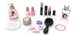 Kozmetický stolík s polohovateľným zrkadlom My Beauty Studio Smoby s otočnými poličkami a stromčeky na zavesenie šperkov s 15 doplnkami