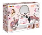 Kozmetický stolík s polohovateľným zrkadlom My Beauty Studio Smoby s otočnými poličkami a stromčeky na zavesenie šperkov s 15 doplnkami