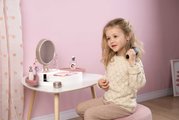 Kozmetický stolík s polohovateľným zrkadlom My Beauty Studio Smoby s otočnými poličkami a stromčeky na zavesenie šperkov s 15 doplnkami