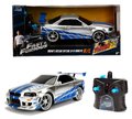 Autíčko na diaľkové ovládanie RC Nissan Skyline GTR Fast & Furious Jada modrostrieborné dĺžka 19 cm 1:24