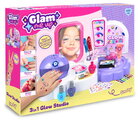 Kozmetický kútik so zrkadlom 3v1 Glam 3v1 Glow Studio Smoby s nechtovým a tetovacím štúdiom 21 doplnkov s reálnou kozmetikou od 6 rokov