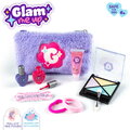 Kozmetická taštička s očnými tieňmi a leskom na pery Glam Makeup Kit Smoby s lakom na nechty 8 doplnkov od 6 rokov