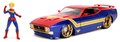 Autíčko Marvel Ford Mustang Mach 1973 Jada kovové s otvárateľnými časťami a figúrkou Captain Marvel 18 cm dĺžka 1:24