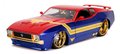 Autíčko Marvel Ford Mustang Mach 1973 Jada kovové s otvárateľnými časťami a figúrkou Captain Marvel 18 cm dĺžka 1:24