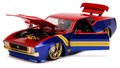 Autíčko Marvel Ford Mustang Mach 1973 Jada kovové s otvárateľnými časťami a figúrkou Captain Marvel 18 cm dĺžka 1:24