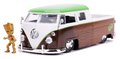 Autíčko Marvel Groot 1963 VW Bus Pickup Jada kovové s otvárateľnými časťami a figúrkou Groot dĺžka 20,5 cm 1:24