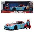 Autíčko Marvel Doctor Strange Chevy Corvette 2006 Jada kovové s otvárateľnými časťami a figúrkou Doctor Strange dĺžka 22 cm 1:24