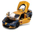 Autíčko Marvel Chevy Corvette Jada kovové s otvárateľnými časťami a figúrkou Wolverine dĺžka 22 cm 1:24