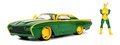 Autíčko Marvel Ford Thunderbird Jada kovové s otvárateľnými časťami a figúrkou Loki dĺžka 22 cm 1:24