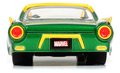 Autíčko Marvel Ford Thunderbird Jada kovové s otvárateľnými časťami a figúrkou Loki dĺžka 22 cm 1:24