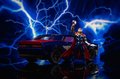 Autíčko Marvel Dodge Challenger SRT Hellcat Jada kovové s otvárateľnými časťami a figúrkou Thor dĺžka 20 cm 1:24