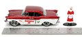 Autíčko vianočné Chevrolet 1957 Jada kovové s otvárateľnými dverami a figúrkou Santa Claus dĺžka 13 cm 1:32