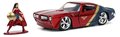 Autíčko DC Pontiac Firebird 1972 Jada kovové s otvárateľnými dverami a figúrkou Wonder Woman dĺžka 13 cm 1:32