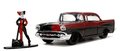 Autíčko DC Chevy Bel Air 1957 Jada kovové s otvárateľnými dverami a figúrkou Harley Quinn dĺžka 13 cm 1:32