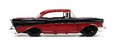 Autíčko DC Chevy Bel Air 1957 Jada kovové s otvárateľnými dverami a figúrkou Harley Quinn dĺžka 13 cm 1:32