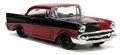 Autíčko DC Chevy Bel Air 1957 Jada kovové s otvárateľnými dverami a figúrkou Harley Quinn dĺžka 13 cm 1:32