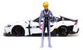 Autíčko Robotech ´20 Toyota Supra Jada kovové s otvárateľnými časťami a figúrkou Roy Fokker dĺžka 20 cm 1:24