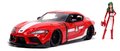 Autíčko Robotech ´20 Toyota Supra Jada kovové s otvárateľnými časťami a figúrkou Miriya Sterling dĺžka 20 cm 1:24