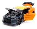 Autíčko Nissan GT-R 2009 Jada kovové s otvárateľnými časťami a figúrka Naruto dĺžka 20 cm 1:24