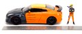 Autíčko Nissan GT-R 2009 Jada kovové s otvárateľnými časťami a figúrka Naruto dĺžka 20 cm 1:24