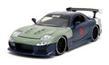 Autíčko Mazda RX-7 1993 Jada kovové s otvárateľnými časťami a figúrka Kakashi dĺžka 20 cm 1:24