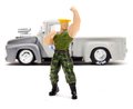 Autíčko Street Fighter Ford Pickup 1956 Jada kovové s otvárateľnými časťami a figúrkou Guile dĺžka 20 cm 1:24