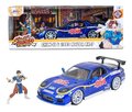Autíčko Mazda RX-7 1993 Street Fighter Jada kovové s otvárateľnými časťami a figúrka Chun-Li dĺžka 20 cm 1:24