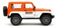 Autíčko Jeep Wrangler 2007 M&M Jada kovové s otvárateľnými dverami a figúrka Orange dĺžka 18 cm 1:24