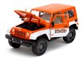 Autíčko Jeep Wrangler 2007 M&M Jada kovové s otvárateľnými dverami a figúrka Orange dĺžka 18 cm 1:24