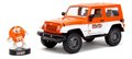 Autíčko Jeep Wrangler 2007 M&M Jada kovové s otvárateľnými dverami a figúrka Orange dĺžka 18 cm 1:24