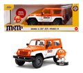 Autíčko Jeep Wrangler 2007 M&M Jada kovové s otvárateľnými dverami a figúrka Orange dĺžka 18 cm 1:24