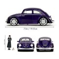Autíčko Volkswagen Beetle Hollywood Rides Jada kovové s otvárateľnými dverami a figúrkou Wednesday 1:24