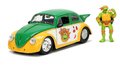 Autíčko Ninja korytnačky VW Drag Beetle 1959 Jada kovové s otvárateľnými dverami a figúrkou Michelangelo dĺžka 19 cm 1:24