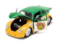 Autíčko Ninja korytnačky VW Drag Beetle 1959 Jada kovové s otvárateľnými dverami a figúrkou Michelangelo dĺžka 19 cm 1:24