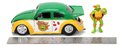 Autíčko Ninja korytnačky VW Drag Beetle 1959 Jada kovové s otvárateľnými dverami a figúrkou Michelangelo dĺžka 19 cm 1:24