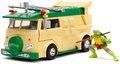 Autíčko Turtles Party Wagon Jada kovové s otvárateľnými dverami a figúrka Donatello dĺžka 20 cm 1:24