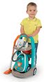 Upratovací vozík s elektronickým vysávačom Vacuum Cleaner Smoby tyrkysový s 9 doplnkami