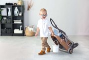 Upratovací vozík a elektronický vysávač Rowenta Trolley Vacuum Cleaner Smoby s realistickým zvukom s metlou lopatkou a 9 doplnkami