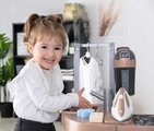 Práčovňa s práčkou a elektronický vysávač Rowenta Wash&Clean Laundry Smoby so zvukom a žehličkou 17 doplnkov