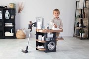 Práčovňa s práčkou a elektronický vysávač Rowenta Wash&Clean Laundry Smoby so zvukom a žehličkou 17 doplnkov