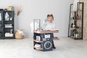 Práčovňa s práčkou a elektronický vysávač Rowenta Wash&Clean Laundry Smoby so zvukom a žehličkou 17 doplnkov