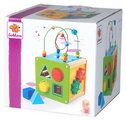 Drevená didaktická kocka Play and Learning Cube Eichhorn s vkladacími kockami a labyrint s korálikmi od 12 mes EH3457