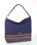 Dámska kabelka z eko kože a látky Kbas so vzorom modrá