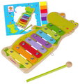 Drevený xylofón Music Xylophone Eichhorn s kladivkom 8 rôznych tónov a spevník so 4 pesničkami od 24 mes