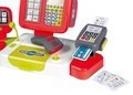 Pokladňa elektronická s kalkulačkou Large cash Register Smoby červená s váhou terminálom a čítačkou kódov s 30 doplnkami