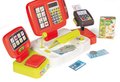 Pokladňa elektronická s kalkulačkou Large cash Register Smoby červená s váhou terminálom a čítačkou kódov s 30 doplnkami