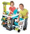 Obchod Supermarket Smoby elektronický s váhou, pokladňou, potravinami a 41 doplnkami tyrkysový