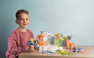 Kvetinárstvo s vlastnou výrobou textilných kvetov Crea My Flower Factory Smoby s vázami 102 doplnkov