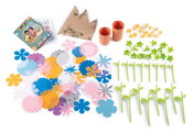 Kvetinárstvo s vlastnou výrobou textilných kvetov Crea My Flower Factory Smoby s vázami 102 doplnkov